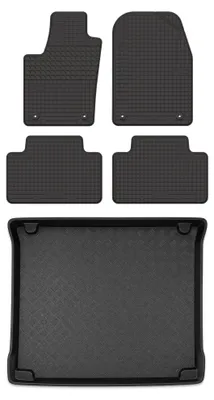 Image de Tapis en caoutchouc + bac de coffre pour Jeep Grand Cherokee WK2 2010-2018 (SUV) – 5 pièces, noirs, sur mesure