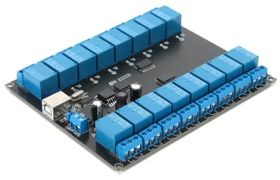 Obrázek produktu pro Reléový modul, 16 kanálů, 936 V, USB řízený spínač SPDT, optoizolovaná deska