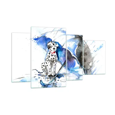 Produktbild von Bilder auf glas - Hund Regenschirm Regen Wetter - 120x70cm - Glasbilder - Wandbilder - Kunstdruck - zum Aufhängen bereit - Wanddekoration aus Glas - Glas Bilder - Wandbild auf Glas - GDL120x70-3044