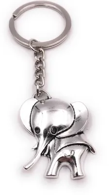 Produktbild von Onwomania Schlüsselanhänger Elefant mit großem Kopf Dickhäuter Rüsseltier silber Anhänger Keychain