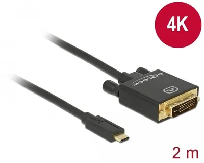 Produktbild von Delock Kabel USB Type-C™ Stecker > DVI 24+1 Stecker DP-Alt Mode 4K 30 Hz 2 m sch