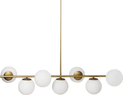 Produktbild von BELIANI Pendelleuchte Gold und Weiß Metall mit Glasschirmen Kugelform 7-Flammig Eleganter Glamouröser Stil Deckenlampe für Wohnzimmer Esszimmer