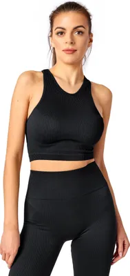 Produktbild von Bellivalini Sport Oberteile Damen Crop Top Stilvolles Geripptes Shirt Damen Gym Yoga RIB-TOP (Schwarz, L-XL)
