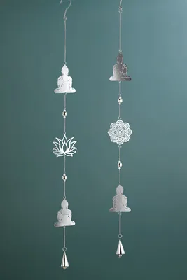 Produktbild von Gilde Girlande, "Buddha", Buddhamotiv, Edelstahl, silberfarben, L. 3 cm, B. 10 cm, H. 102 cm 62140 4063387621400 2 Stück (2-fach sortiert)