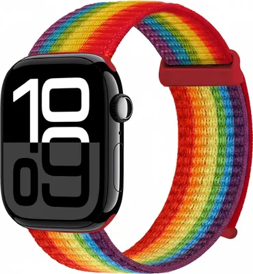 Produktbild von Smartwatch Armband für Apple Watch Series 11 42mm Nylon Textil Band Ersatzband Wechselband Klettverschluss flexibel atmungsaktiv Regenbogenfarben
