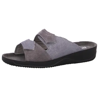Produktbild von Rohde Damen Pantolette Klettverschluss Leder metallic Optik Soltau-40 8655, Größe:42 EU, Farbe:Grau