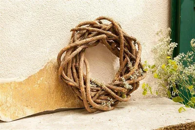 Image de Couronne décorative "Rustikal" en bois de vigne, Ø 40 cm, couronne de porte, couronne murale, couronne de table pour l'intérieur & l'extérieur