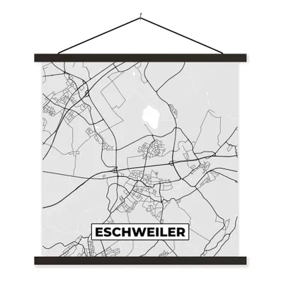 Produktbild von MuchoWow® Textilposter Karte - Eschweiler - Deutschland - Karte - Stadtplan 60x60 cm mit schwarzem Rahmen - Posteraufhänger