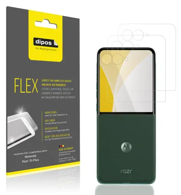 Produktbild von 2x Schutzfolie für Motorola Razr 70 Plus Aussenseite Folie, 100% Displayabdeckung, dipos Flex