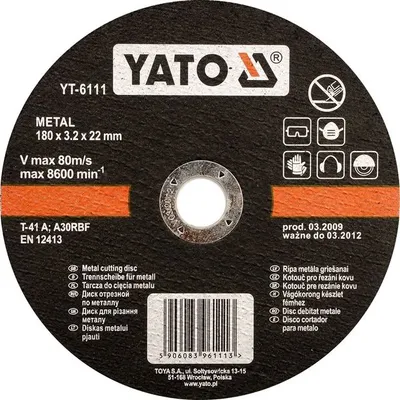 Obrázek produktu pro YATO Kotouč na kov 115 x 22 x 1,2 mm YT-5920