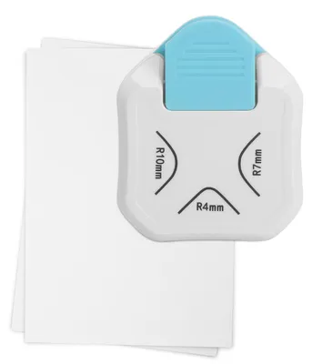 Eckstanzer 3-in-1, Eckenrunder für Papier, 4/7/10 mm, weiß