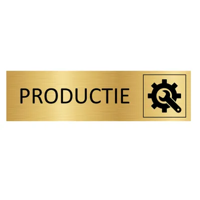 Produktbild von CombiCraft Aluminium Türschild "Productie" in Gold mit 3M-Klebeband - 165 x 45 mm