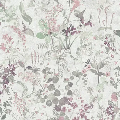 Immagine prodotto di Profhome 388251-GU Carta da parati in tessuto non tessuto floreale opaca bianco verde rosa perla viola 5,33 m2
