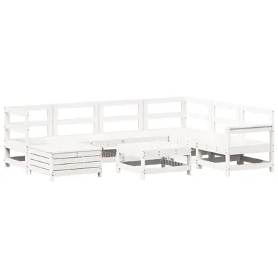Produktbild von vidaXL 8-tlg. Garten-Sofagarnitur Weiß Massivholz Kiefer