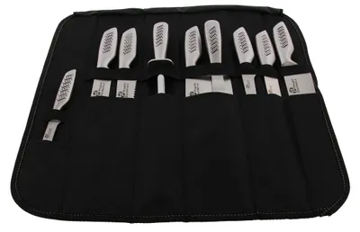 9-teiliges Kochmesserset in Tasche, Edelstahl, spülmaschinengeeignet