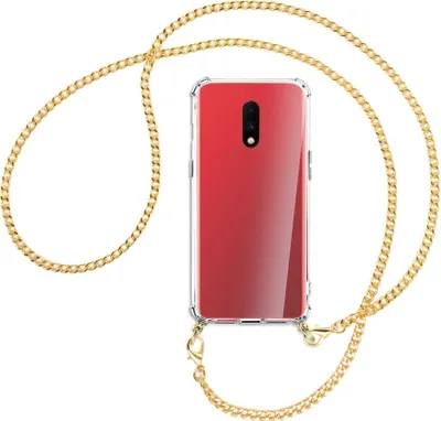 Produktbild von Handykette Backcover-Schutzhülle mit Band (Metall goldfarben) für OnePlus 7 - goldfarbene Kette
