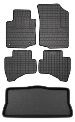 Produktbild von Gummimatten + Kofferraumwanne für Peugeot 107 2005-2014 (Standard-Kofferraum) – Schwarz, passgenau – Wielganizator SolidPRO