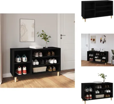 Produktbild von vidaXL Schuhregal Schwarz 102x36x60 cm Holzwerkstoff -  Schuhregale & -schränke