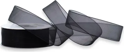 Produktbild von Organzaband 25mm x 25m Rolle Schwarz