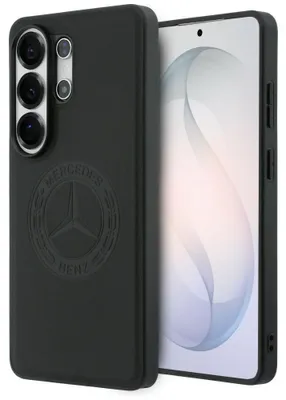 Immagine prodotto di Custodia Mercedes MagSafe Vintage Galaxy S26 Ultra in vera pelle nera con logo impresso