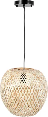 Produktbild von VIVANNO Hängelampe Rattan VELADORA Rund, Natur geflochten - 40x28 cm