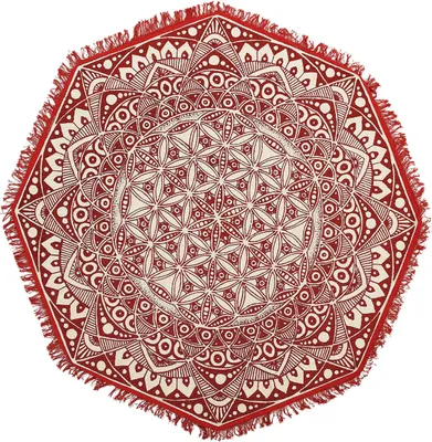 Obrázek produktu pro BELIANI Červený bavlněný koberec ø 120 cm orinetální vintage styl do obývacího pokoje