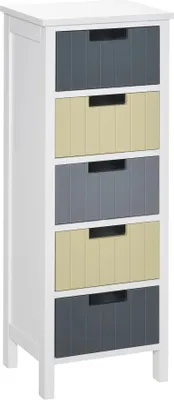Produktbild von Kommode - Nachttisch - 5 Schubladen - Schmal 35x28x90,5 cm - MDF - Modernes marokkanisches Design - Mehrfarbig