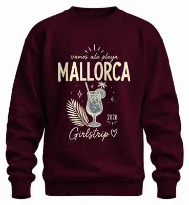 Zdjęcie produktu dla Bluza z kapturem "Girlstrip Cocktail Ballermann", Mallorca 2026, kolor burgundowy, rozmiar S