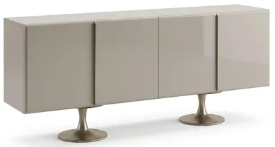Immagine prodotto di Mobile contenitore moderno, bianco, in legno e metallo, grande, con cassetti