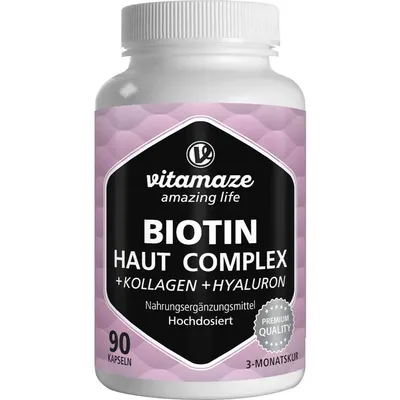 Imagen del producto de Cápsulas de Biotina, Colágeno y Complejo para la piel, alta concentración, 90 cápsulas