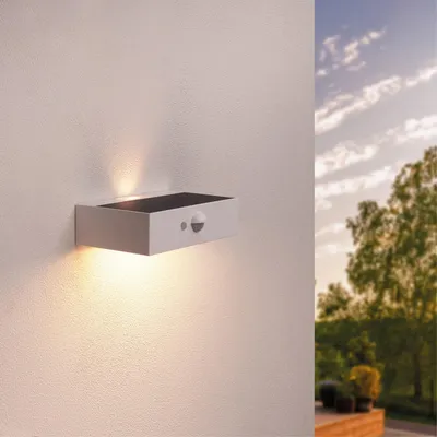 Produktbild von Ledvion Moderne Solar LED Wandlampe sensor 3W Warmweiß IP65 Weiß Mit