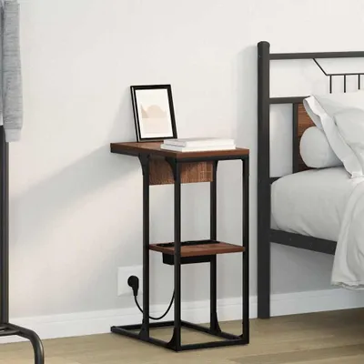 Productafbeelding van vidaXL Nachtkastje, bruin, eikenlook, 41,5 x 26 x 60,5 cm, houtvezel