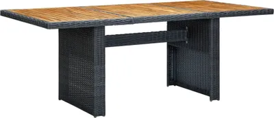 Immagine prodotto di Tavolo da giardino in poly rattan grigio scuro e legno massiccio di acacia