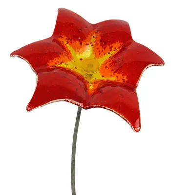 Immagine prodotto di Incantevole fiore in vetro da giardino bianco con bordo blu di circa 120 cm - Decorazione da giardino