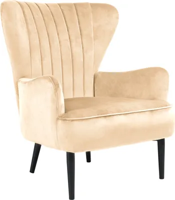 Image de SVITA ARTHUR Fauteuil Relax Fauteuil à oreilles Moderne Rembourré Velours Marron clair