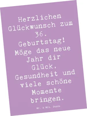 Produktbild von Mr. & Mrs. Panda Postkarte Spruch 36. Geburtstag Glückwünsche - Lavendeltraum - Geschenk, Happy Birthday, Ansichtskarte, Geburtstagsgeschenk, Postkarten, Feiern, 36 Jahre