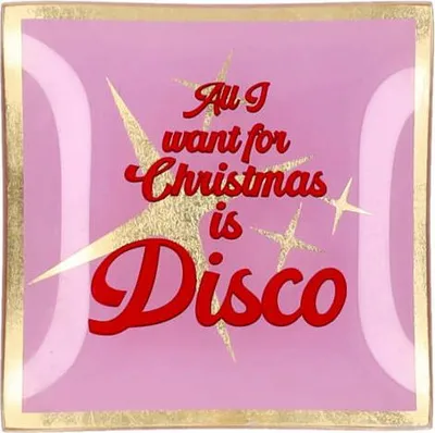 Produktbild von Gift Company Glasteller Love Plates S, All i want for Christmas is Disco, Dekoteller, Ablage, Glas, Rosa / Rot, , Ø 10 cm, 1213303012