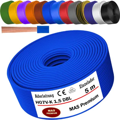 Produktbild von 5m Aderleitung H07 V-K DBL 1x1,5 mm² Dunkelblau Einzelader flexibel