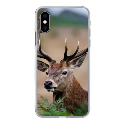 Produktbild von MuchoWow® Handyhülle Schutzhülle Hülle für iPhone X Hirsche - Farne - Natur Silikon Softcase Handy Hülle - Handyhülle