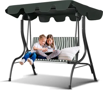 Produktbild von Jayseuw Sonnendach Ersatzdach Universal Hollywoodschaukel 3 Sitzer Ersatz Bezug Sonnendach Schaukel Dach Plane Grün 210x145cm