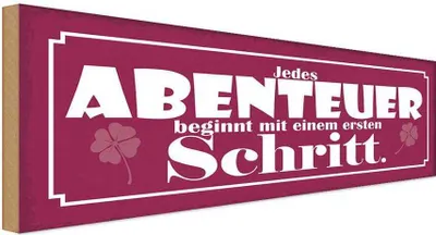 Produktbild von vianmo Holzschild 10x27 cm Abenteuer beginnt mit einem Reisen