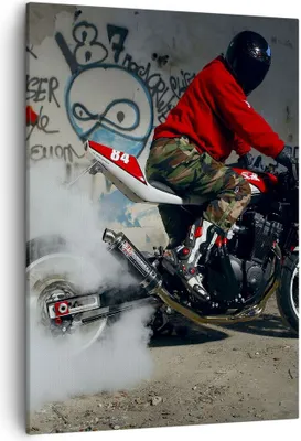 Produktbild von Bild auf Leinwand - Leinwandbild - Einteilig - Motorrad motorradfahrer graffiti - 50x70cm - Wand Bild - Wandbilder - Leinwanddruck - Wanddekoration - Leinwand bilder - Wandbild - PA50x70-2265