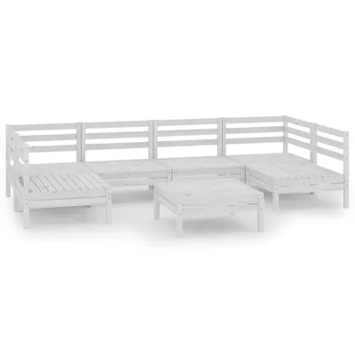 Produktbild von vidaXL 7-tlg. Garten-Lounge-Set Weiß Massivholz Kiefer