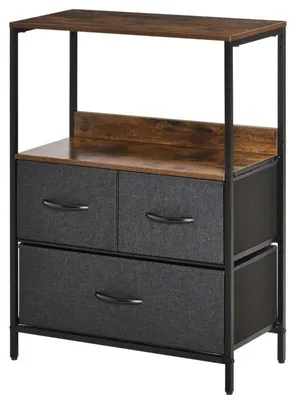 Productafbeelding van Ladekast – Stijlvolle Opbergkast met Vintage Design, Zwart Metalen Frame en Stoffen Laden