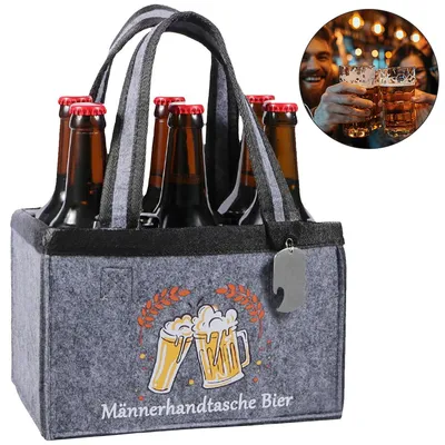 Produktbild von Männerhandtasche,Flaschentasche aus robustem Kunstfilz, Tragetasche für Wein & Sekt,Geschenkverpackung & Transporttasche