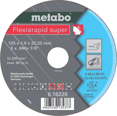Produktbild von Metabo Flexiarapid super 105x1,0x16,0 Inox, Trennscheibe,TF 41 25 Stk