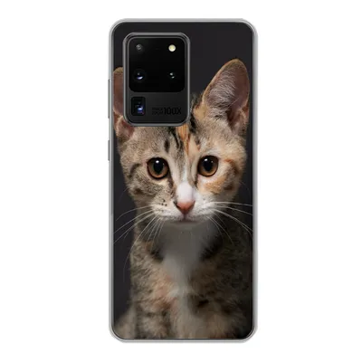 Produktbild von MuchoWow® Handyhülle Schutzhülle Hülle für Samsung Galaxy S20 Ultra Katze - Schwarz - Porträt Silikon Softcase Handy Hülle - Karteninhaber