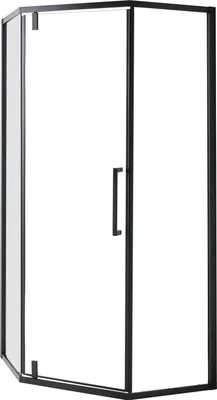 Produktbild von BELIANI Duschkabine Schwarz Sicherheitsglas u. Aluminiumprofile 90x90 cm Fünfeck 190 cm Hoch mit 1 Pendeltür Klarglas Modern Duschabtrennung