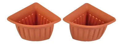 Image de Pot de fleurs d'angle, set de 2 pots en terre cuite Pot de fleurs Pot de plantation