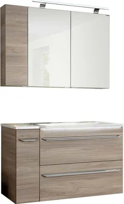 Produktbild von Fackelmann LUXOR Badmöbel Set 5-teilig 100 cm, Braun + LED-Spiegelschrank + Badschränke links